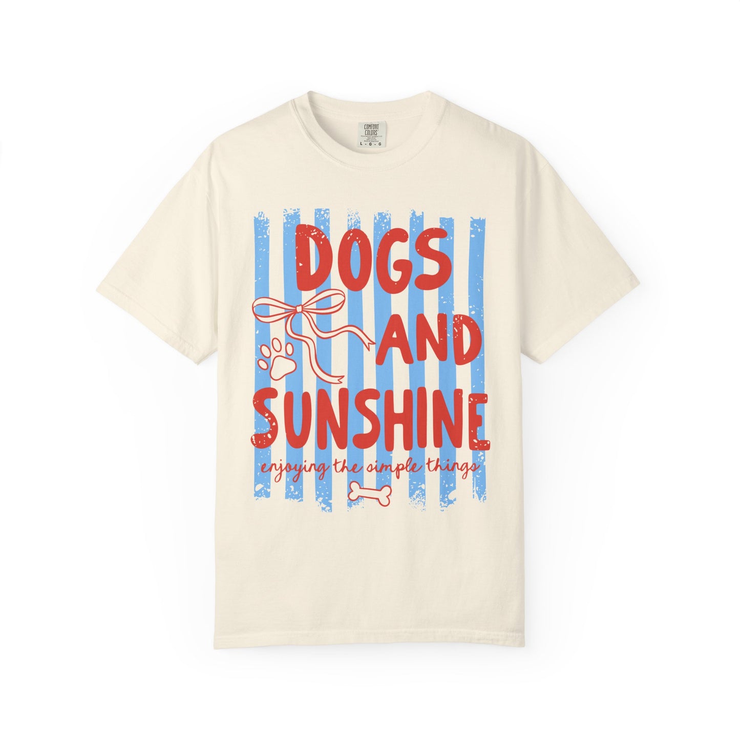 Dogs and Sunshine T-Shirt — Retro Stripes Graphic Tee for Dog Lovers
