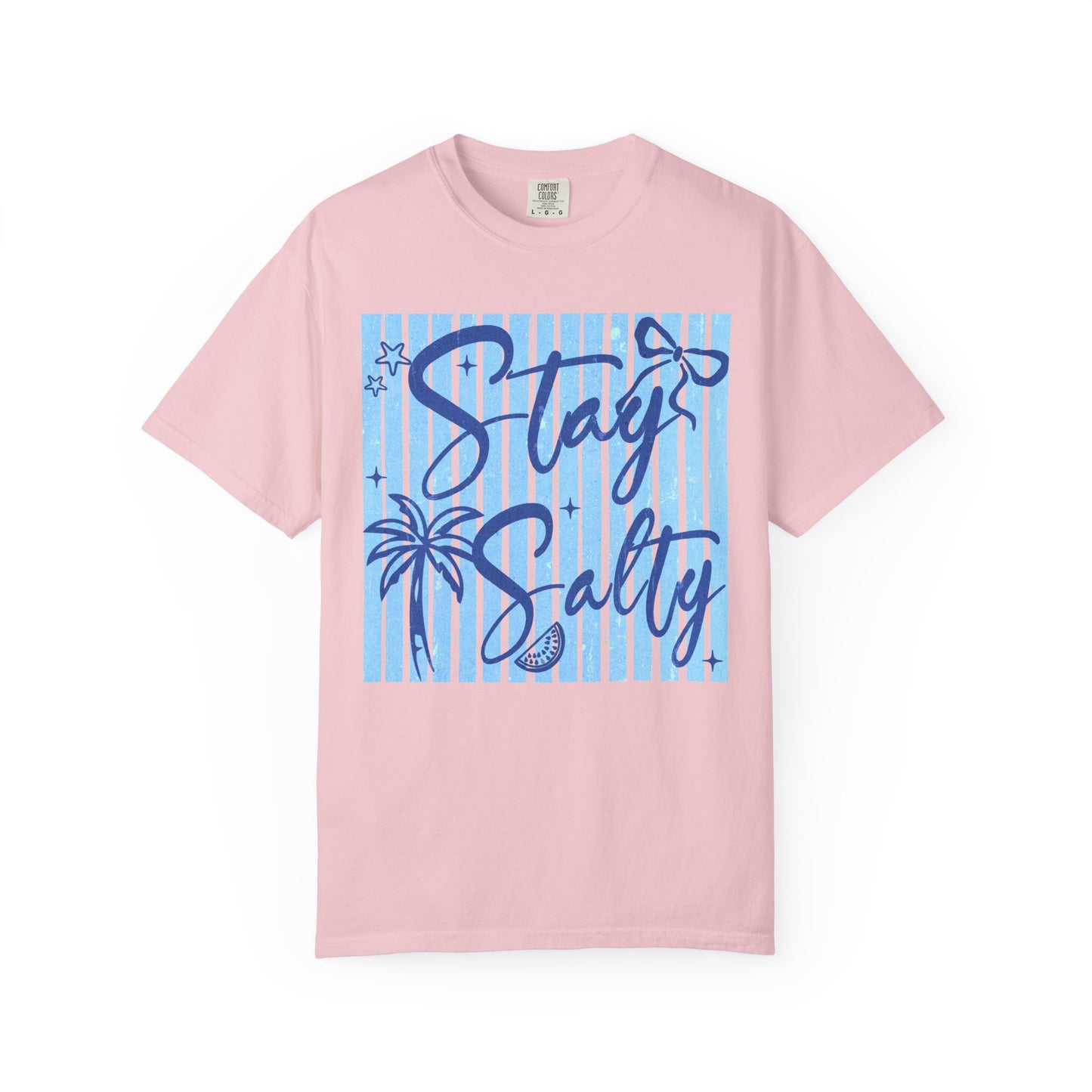 Stay Salty Beach T-Shirt — Pink Palm Tree Summer Tee