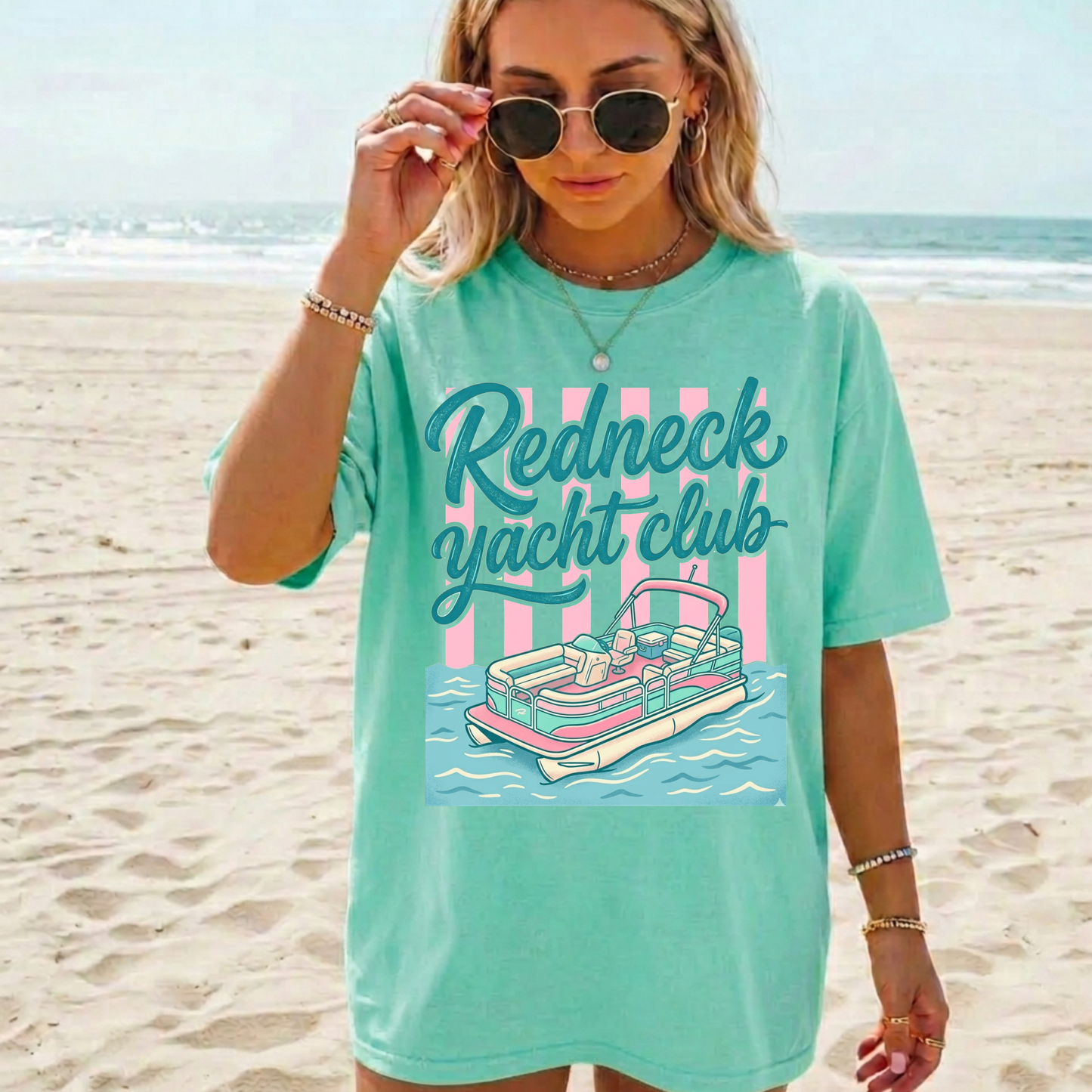 Redneck Yacht Club T-Shirt — Retro Pontoon Boat Graphic