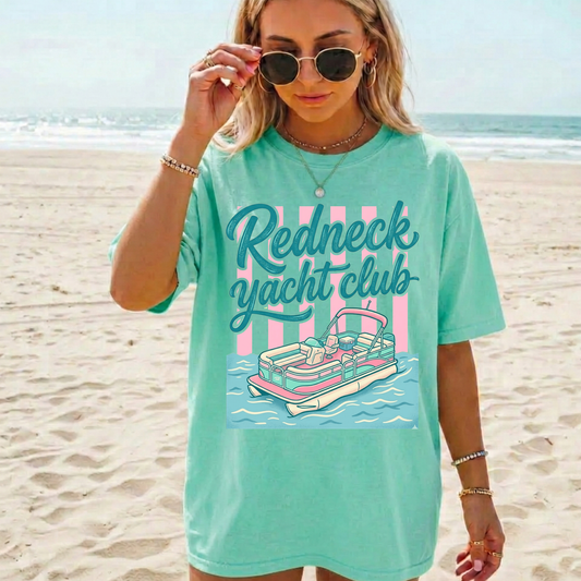 Redneck Yacht Club T-Shirt — Retro Pontoon Boat Graphic