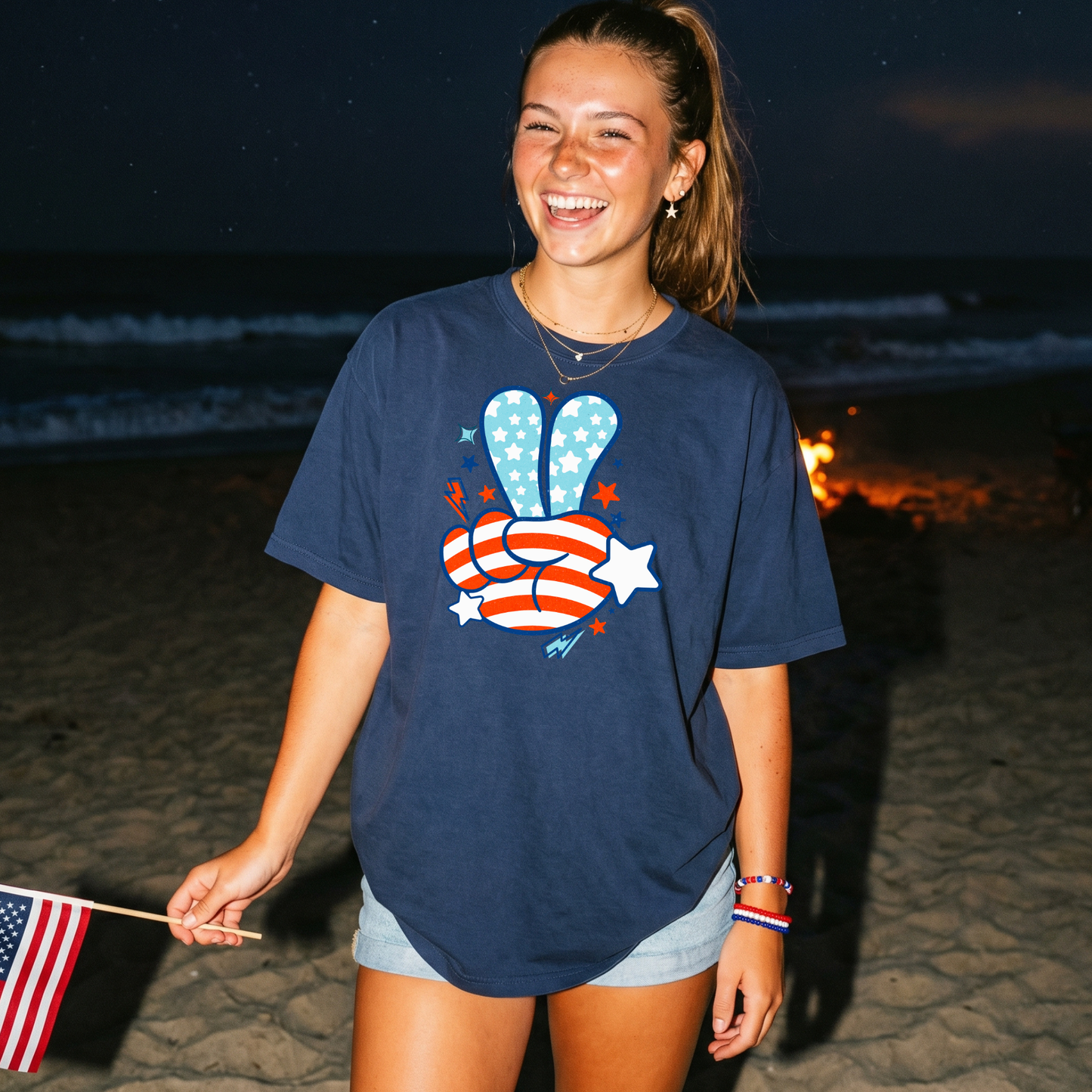 Patriotic Peace Sign T-Shirt — USA Flag Peace Graphic Tee