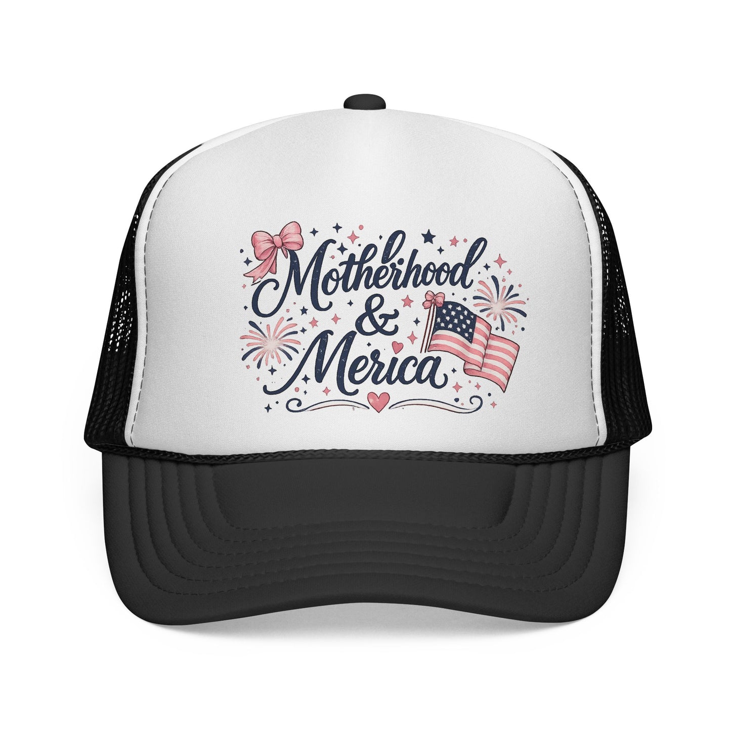 Motherhood & Merica Trucker Cap – Patriotic Mom Adjustable Mesh Hat