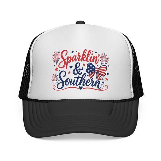 Sparklin' & Southern Trucker Hat — Patriotic 4th of July American Flag Cap