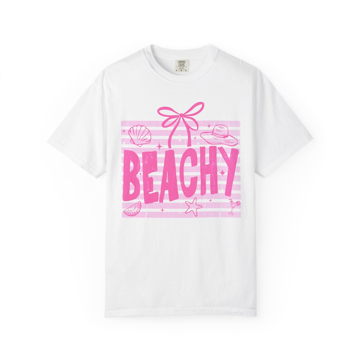 Beachy Pink Graphic T-Shirt — 'BEACHY' Summer Beach Tee