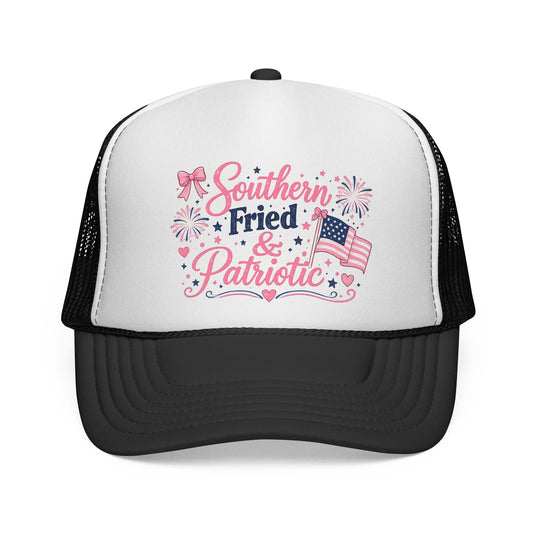 Southern Fried & Patriotic Trucker Cap — Pink Flag Fireworks Design