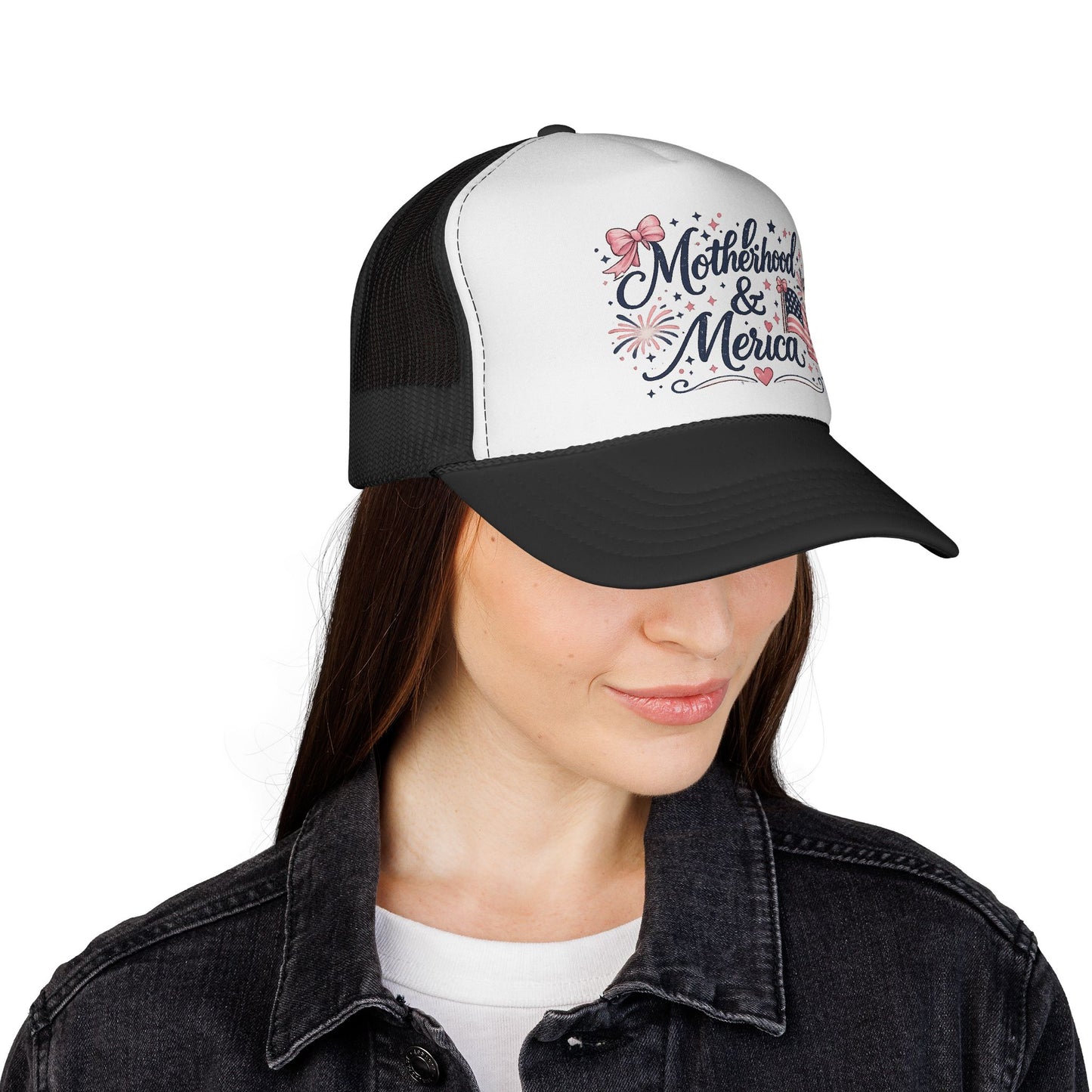 Motherhood & Merica Trucker Cap – Patriotic Mom Adjustable Mesh Hat